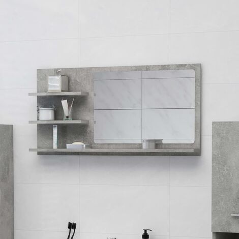 Miroir de salle de bain  Miroir mural stable Gris béton 90x10,5x45 cm Aggloméré -74952