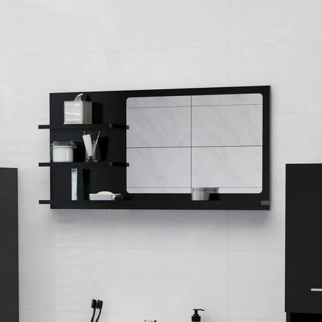 Miroir de salle de bain  Miroir mural stable Noir 90x10,5x45 cm Aggloméré -49085