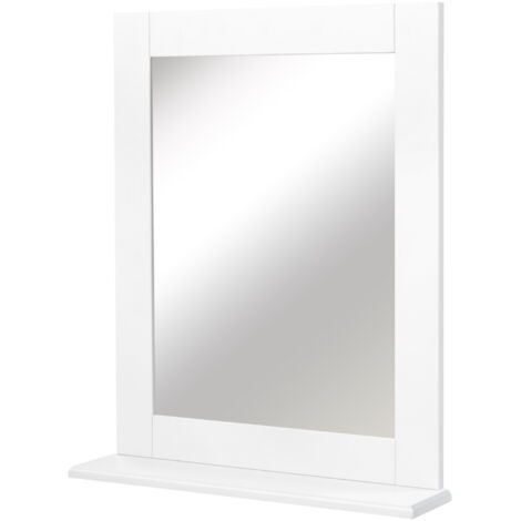 Miroir de salle de bain mural moderne avec étagère de rangement 50 x 11,5 x 60 cm - blanc