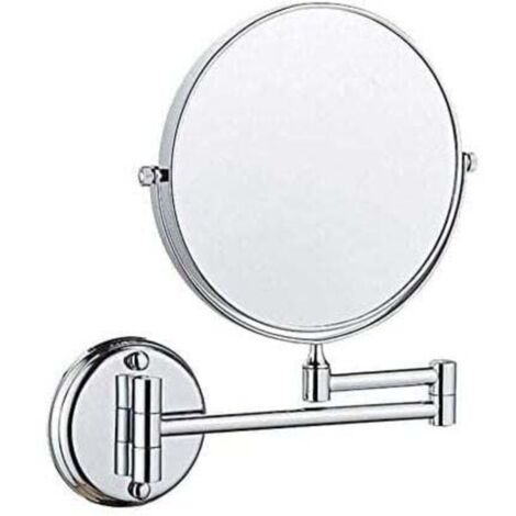 Miroir de salle de bain mural rotatif double face de 8 pouces, pliable et rétractable, grossissement 3x (argent)
