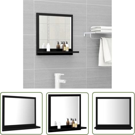 THE LIVING STORE Miroir de salle de bain Noir 40x10,5x37 cm Bois d’ingénierie