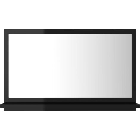 Miroir de salle de bain Noir brillant 60x10,5x37 cm Aggloméré