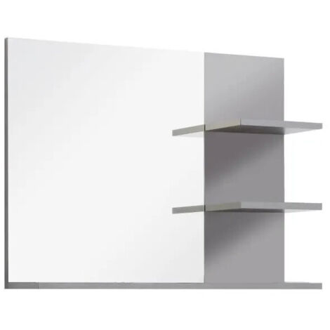 Miroir de salle de bain rectangulaire 3 tablettes 72 cm gris - HALO