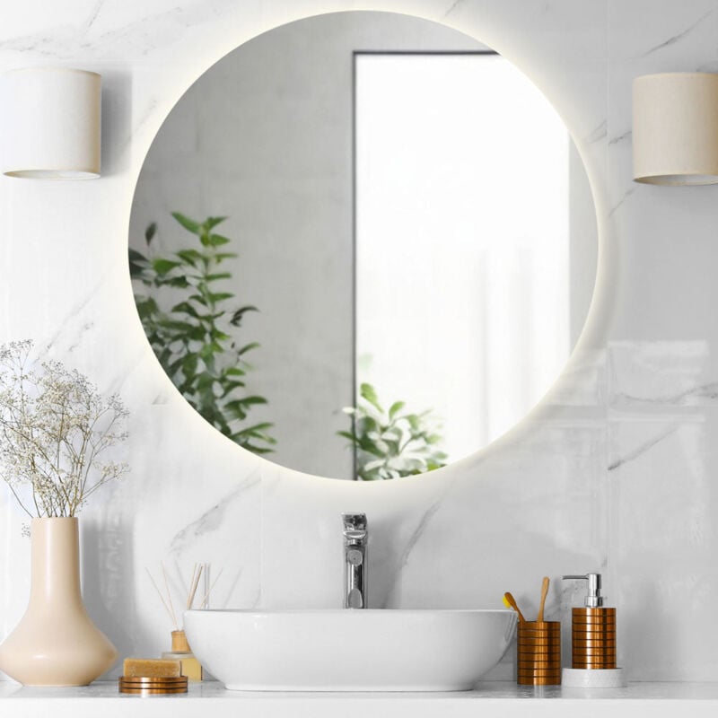 Divina Home - Miroir de salle de bain rond rétroéclairé d. 80 luna Fabriqué en Italie