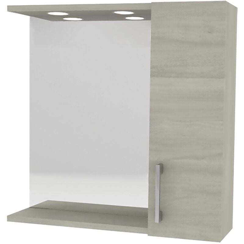 Miroir De Salle De Bain Suspendu Simple Cm 58 X 16 X H.57 - Chêne Gris