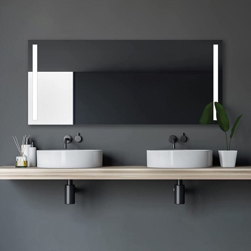 Talos - Miroir de salle de bain avec éclairage Light - miroir de salle de bain 160 x 70 cm - avec découpes lumineuses rétroéclairées - couleur de