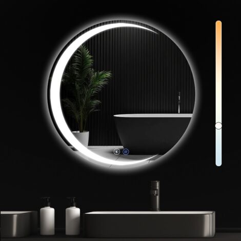Miroir de salle de bain ZMH avec éclairage - miroir mural rond 70cm LED IP44 miroir de salle de bain rond avec interrupteur tactile et fonction antibuée miroir de salle de bain avec lumière dimmable