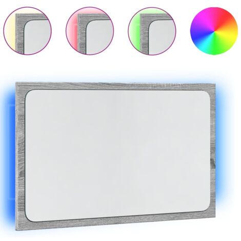 Miroir de salle de bain,Miroir décoratif à LED sonoma gris bois d'ingénierie CFW685883