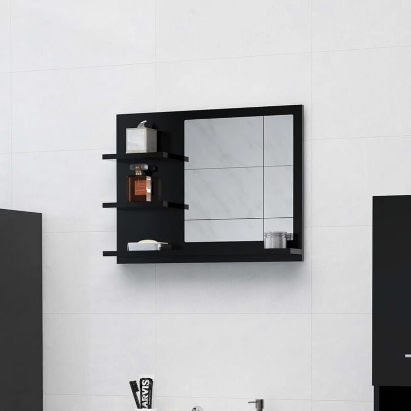 Design In - Miroir de salle de bain,Miroir Décoratif noir 60x10,5x45 cm bois d'ingénierie CVW50219
