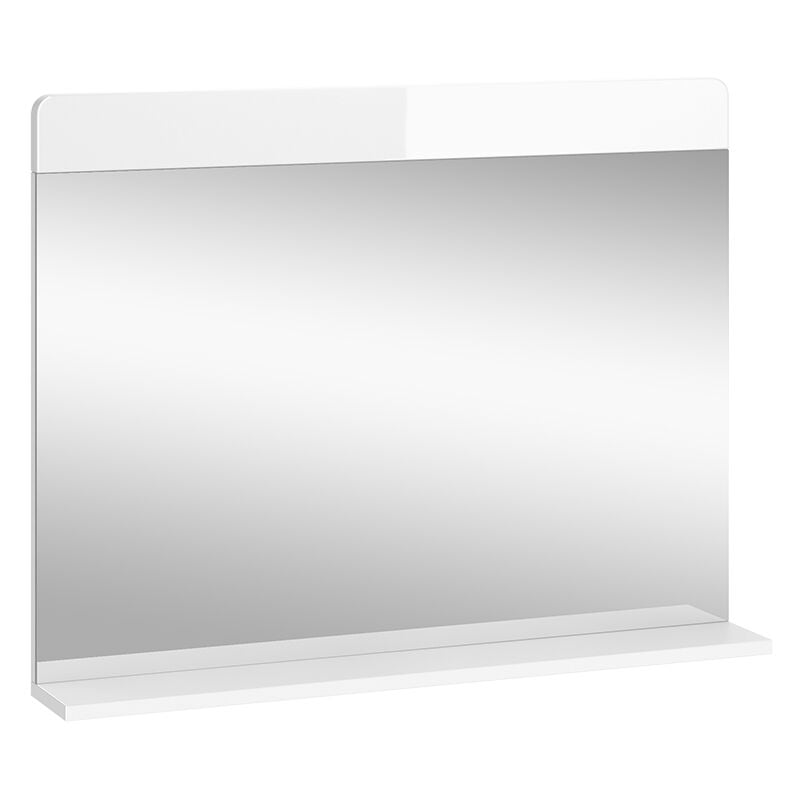 Vicco - Miroir mural Izan, Blanc Haute brillance, 80.1 x 62 cm avec étagère
