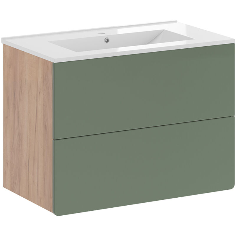 Vicco - Meubles bain Izan, Force d'or Chêne/Vert, 2 pièces