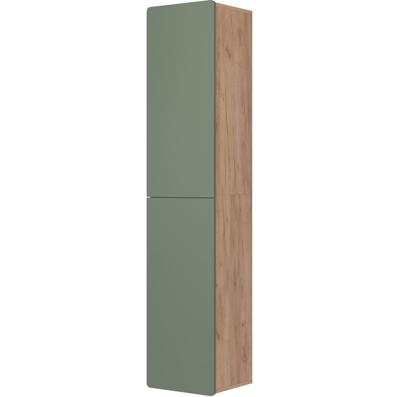 Vicco - Armoire de salle de bain Izan, Vert/force de l'or Chêne, 36.6x171.6cm