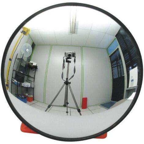 Miroir de sécurité circulaire 33 cm – Vision 8 mètres – Verre pour intérieur et extérieur – Support mural articulé inclus – Viso - V44762