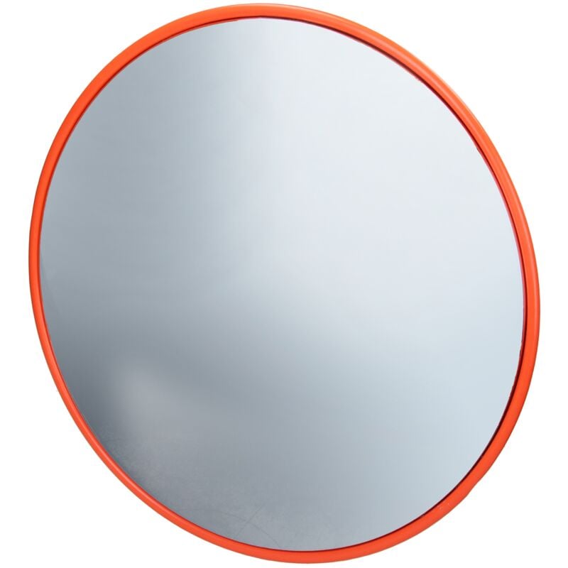 Miroir de Circulation Convexe ø 45 cm - Rouge - en Plastique pc - Robuste - Support Pivotant Inclus - Miroir de Sécurité Routière Surveillance