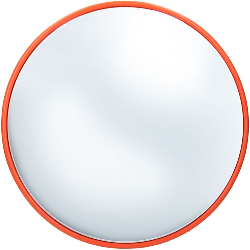 Miroir de Circulation Convexe ø 30 cm - Rouge - en Plastique pc - Robuste - Support Pivotant Inclus - Miroir de Sécurité Routière Surveillance