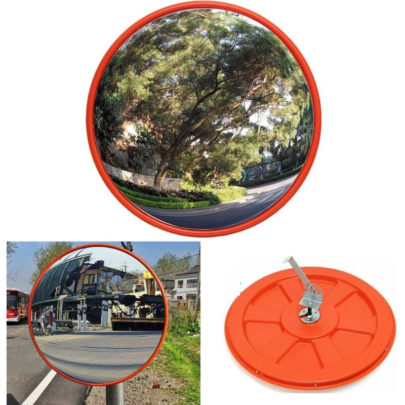 Miroir de sécurité convexe - Diamètre : 60 cm - Angle mort - Incassable - Pour la sécurité routière, les garages, les allées, les magasins - Avec