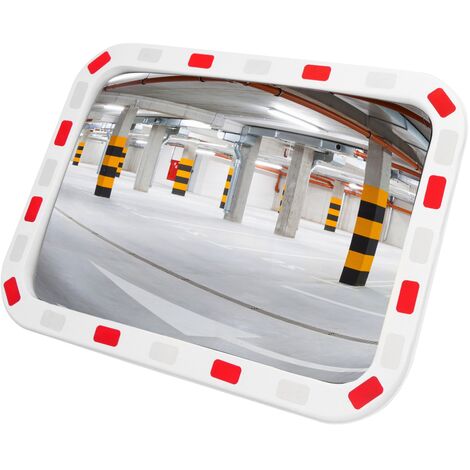 Miroir de sécurité convexe rectangulaire avec cadre bicolore 60x40 cm
