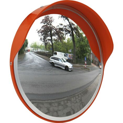 Miroir Routier Convexe Grand Angle Visuel de 130° pour Sécurité Routière Allées Garages Entrepôts 45 CM Couleur Orange 