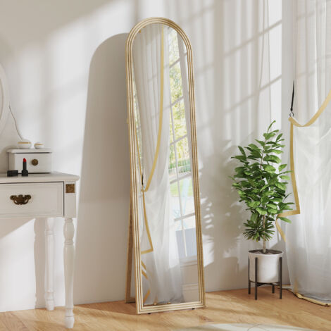 Miroir de sol arqué pleine longueur miroir sur pied cadre en effet imitation pierre pour salon chambre 40 x 160 cm beige