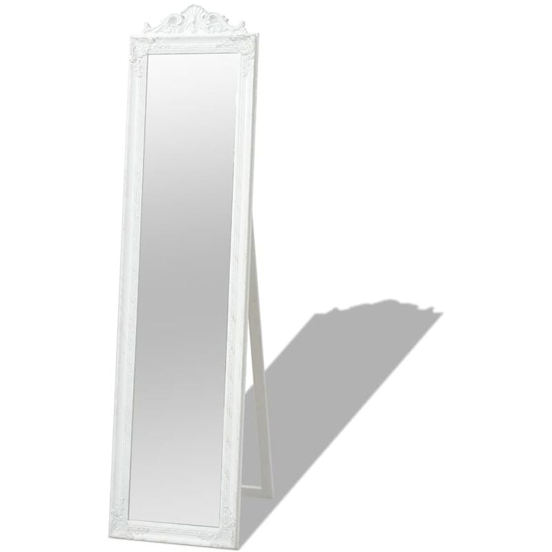 Fimei Miroir sur pied Style baroque 160 x 40 cm Blanc