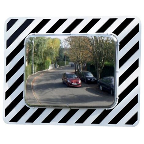 Miroir de surveillance en polycarbonate à bandes réfléchissantes pour voirie. miroir rectangulaire 40 x 60 cm - VISO SA