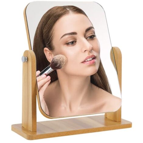 Miroir de Table Bois 22 X 17 CM, Pivotant sur Pied, pour Chambre et Coiffeuse, Bureau et Salle de Bain