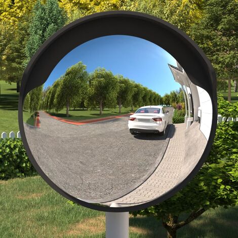 Miroir de traffic convexe d'extérieur Moderne - Miroir surveillance - Noir Ø60 cm Polycarbonate Chic-550864 - 0