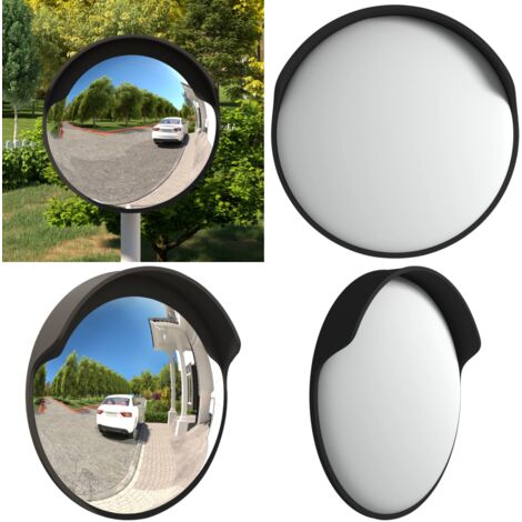 Miroir de traffic convexe d'extérieur Noir Ø45 cm Polycarbonate - miroir de circulation - miroirs de circulation - Home & Living