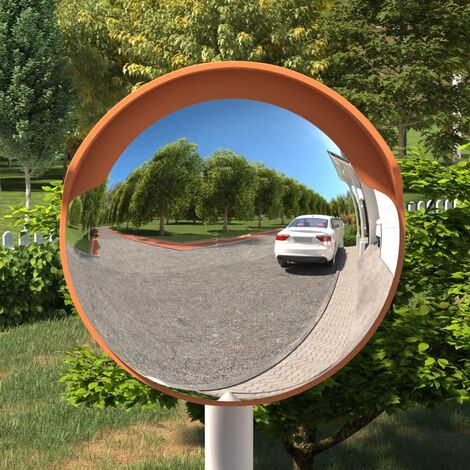 Miroir de traffic convexe extérieur Moderne - Miroir surveillance - Orange Ø30 cm Polycarbonate Chic-130789 - 0