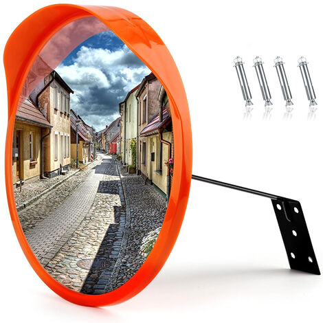 CENTIFREE Miroir de trafic convexe d'extérieur Plastique PC 30 cm, Miroir de circulation convexe, réglable miroir garage soutien pour l'intérieur et l'extérieur