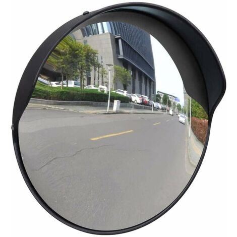 Miroir de trafic convexe d'extérieur Plastique PC Noir 30 cm allées et parkings, élimine les angles morts avec un support mural entièrement réglable, verre acrylique-zhuoxuan