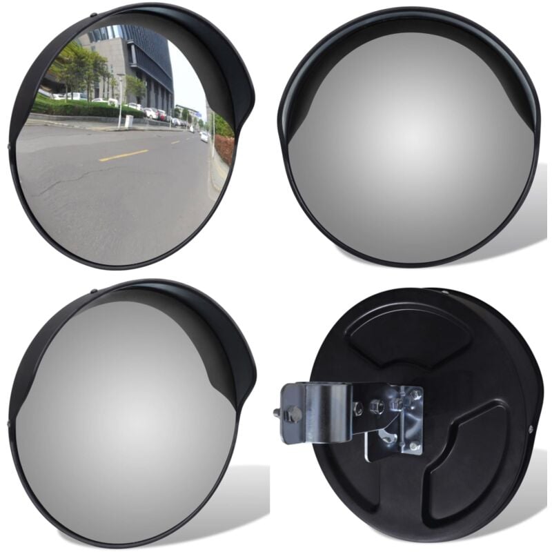 Vidaxl - Miroir de trafic convexe d'extérieur Plastique pc Noir 30 cm - miroir de trafic - miroirs de trafic - Home & Living