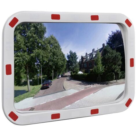 Miroir de trafic convexe rectangulaire 4x6cm avec réflecteurs
