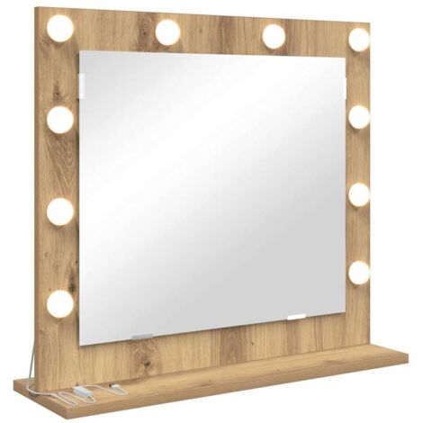 Miroir de vanité avec miroir Chêne noir 60 x 55 x 18 cm CFW733629