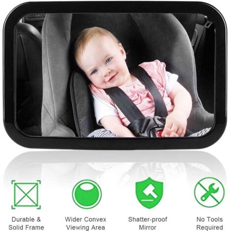 Miroir de Voiture pour Bébé, Miroir Auto de Voiture pour Bébé sur Siège Arrière - Rotation 360° - Inclinable + Orientable