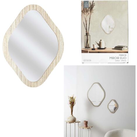 Miroir Deco Contour Bois Losange H34cm Elio