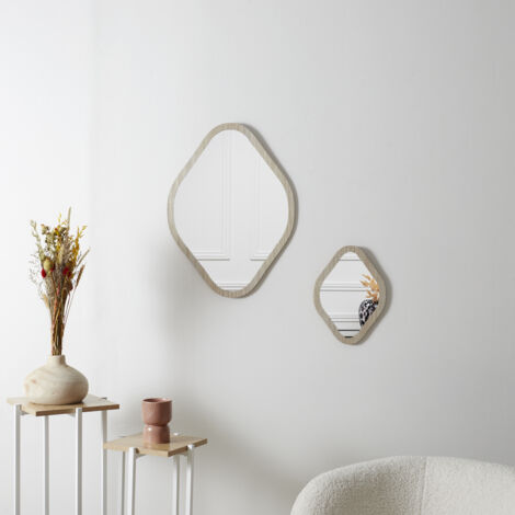 Miroir Deco Contour Bois Losange H60cm Elio