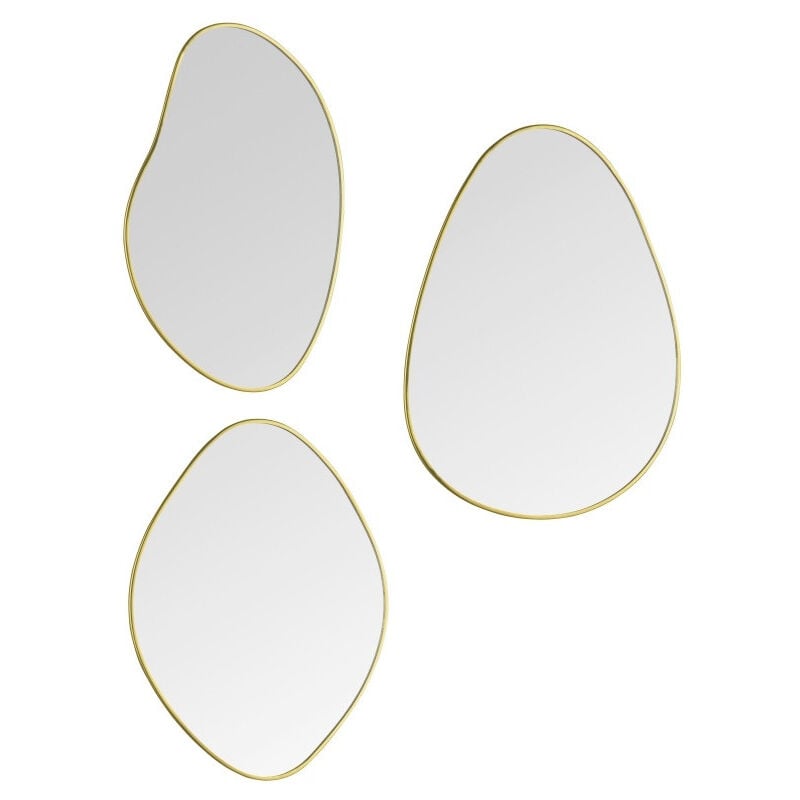 Boite A Design - Miroir déco design, Lot de 3 miroirs Viola, design organique Doré en Metal