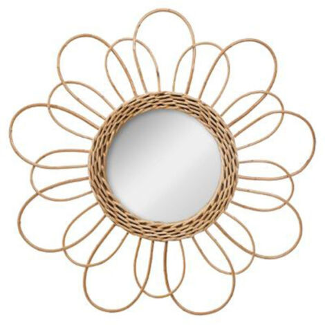 Miroir Déco en Rotin "Fleur" 38cm Naturel