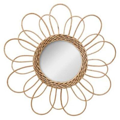 Miroir Déco en Rotin "Fleur" 38cm Naturel