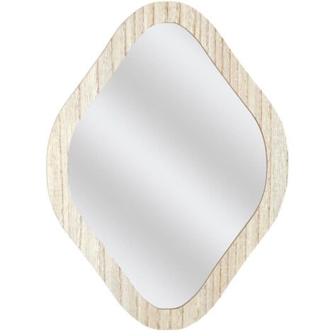 Miroir Déco Losange 34 cm avec Contour en Bois