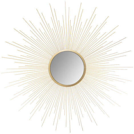 Miroir déco soleil bombe métla or - diamètre 70 cm atmosphera - doré
