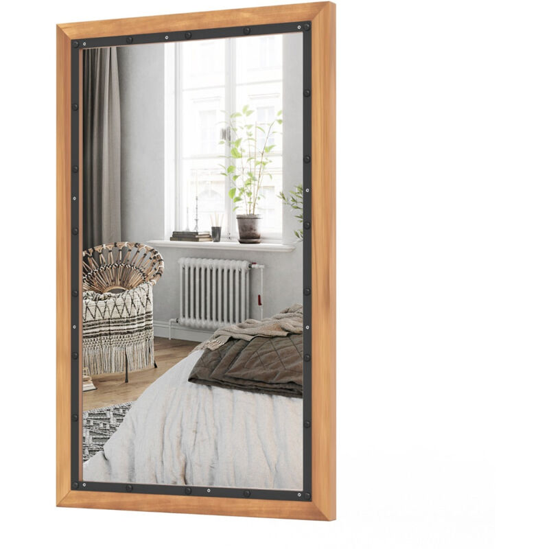 Helloshop26 - Miroir décoratif à cadre en bois miroir mural décoratif rustique de 50 x 90 cm
