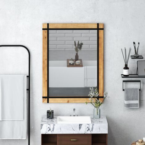 Miroir Décoratif à Cadre en Bois Miroir Mural Décoratif Rustique de 77 x 99,5 cm Maison Chic