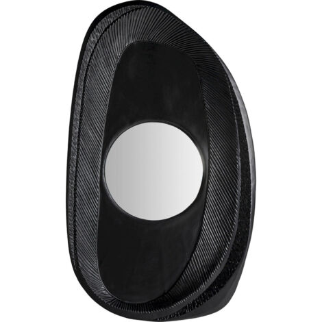 Miroir décoratif contemporain noir finition rugueuse en résine - Noir finition rugueuse texturée