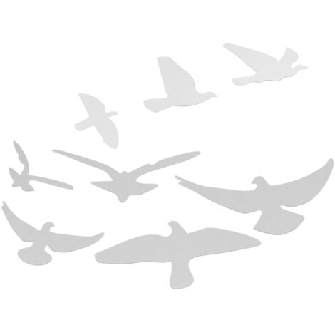 Miroir Décoratif en Forme d'Oiseau Autocollant Murale DIY pour Salon et Chambre - Argenté