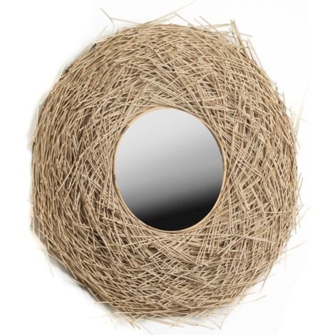 Miroir décoratif en rotin naturel esprit bohème chic - Rotin naturel clair