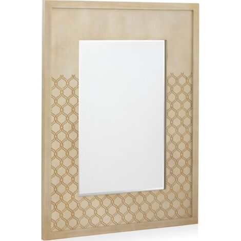Miroir décoratif finition chêne marfil motif doré élégant - marfil doré sculpté bois clair