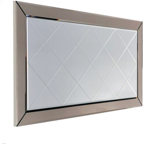 Miroir décoratif Lyame L130xH65cm Verre Motif Losange Argent