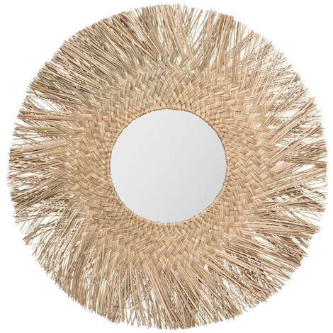 Miroir rond 80 cm en roseau Ael Atmosphera - Naturel clair